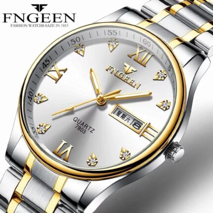 FNGEEN 7802 High Quality Business Quartz Watches Men Wrist Luxury Waterproof Stainless Steel Male Watch Relogio Masculino